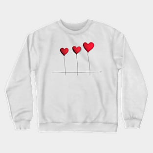 Valentines Day 3 Red Balloons Hearts Crewneck Sweatshirt